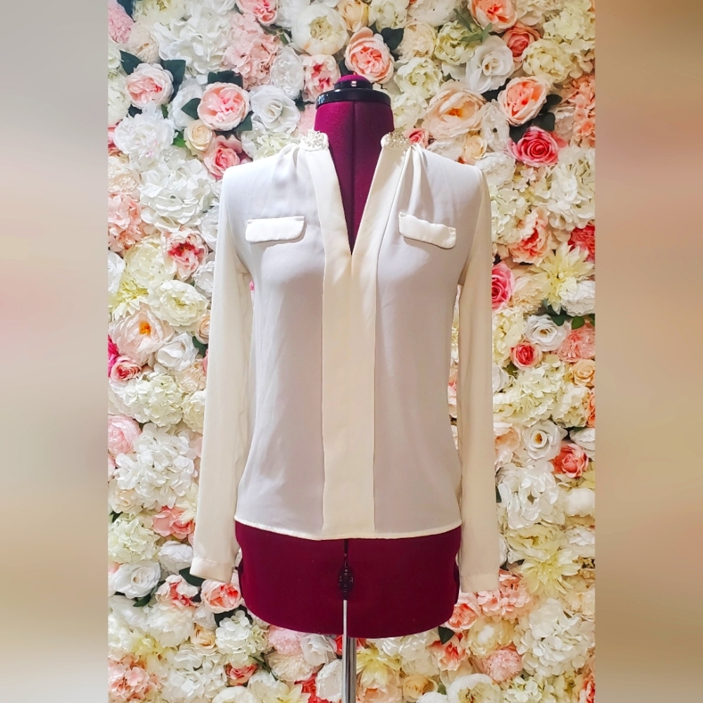 Candie's Blouse | Color: Ivory | Size: XS | Long Sleeve